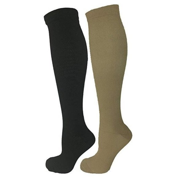 Black & Tan 2 Pair Small/Medium Ladies Compression - Picture 1 of 5